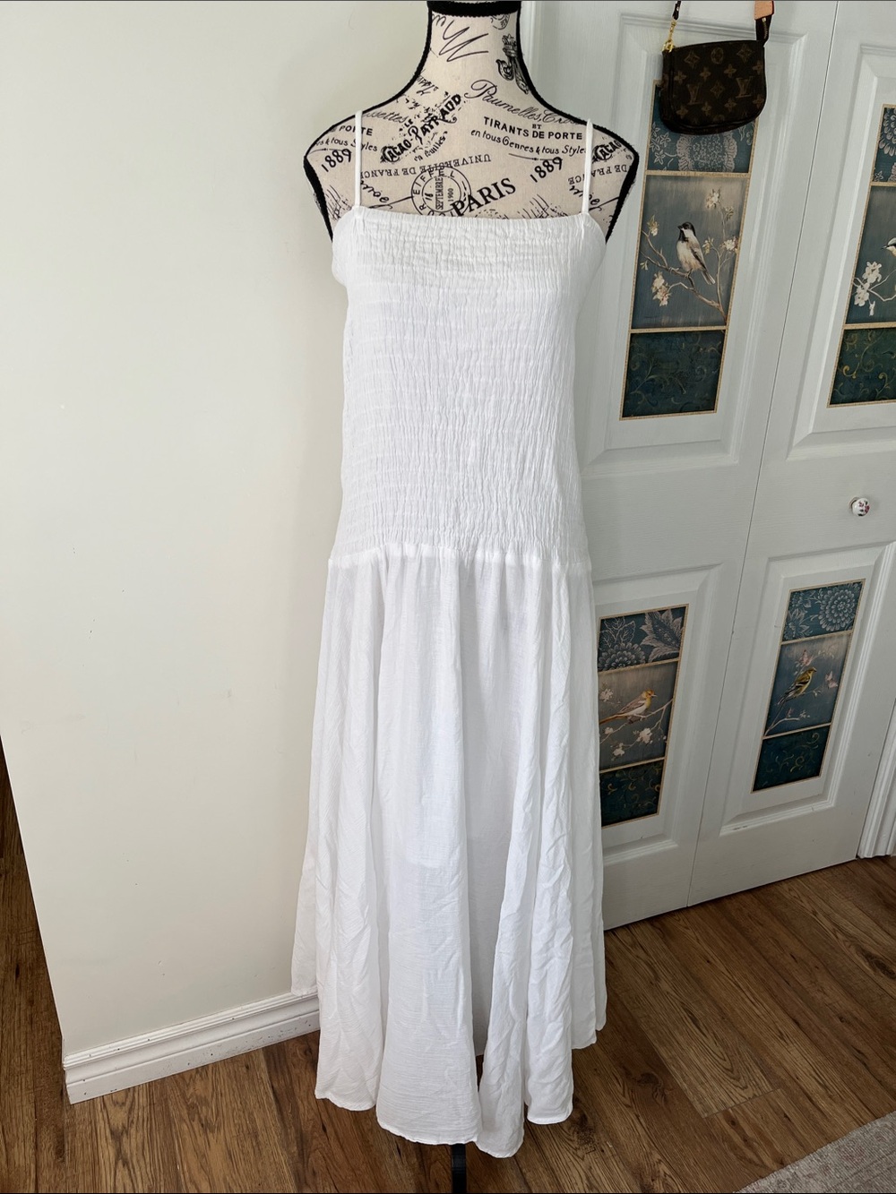 😃Advance Apparels White Strapless Smocked Maxi Dress